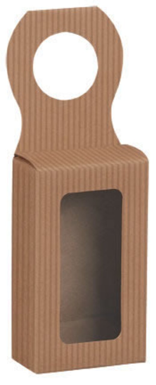 Pack/6: Kraft Stripes Bottle Hanger Favor Box - 2-1/4 x 1-1/8 x 3-7/8"